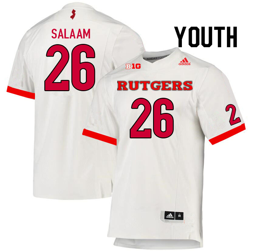 Youth #26 Al-Shadee Salaam Rutgers Scarlet Knights College Football Jerseys Sale-White